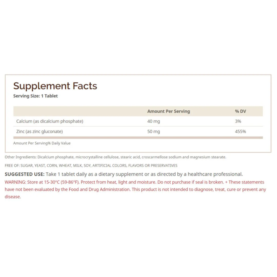 Zinc As Gluconate 50Mg 100Tab - Image 2