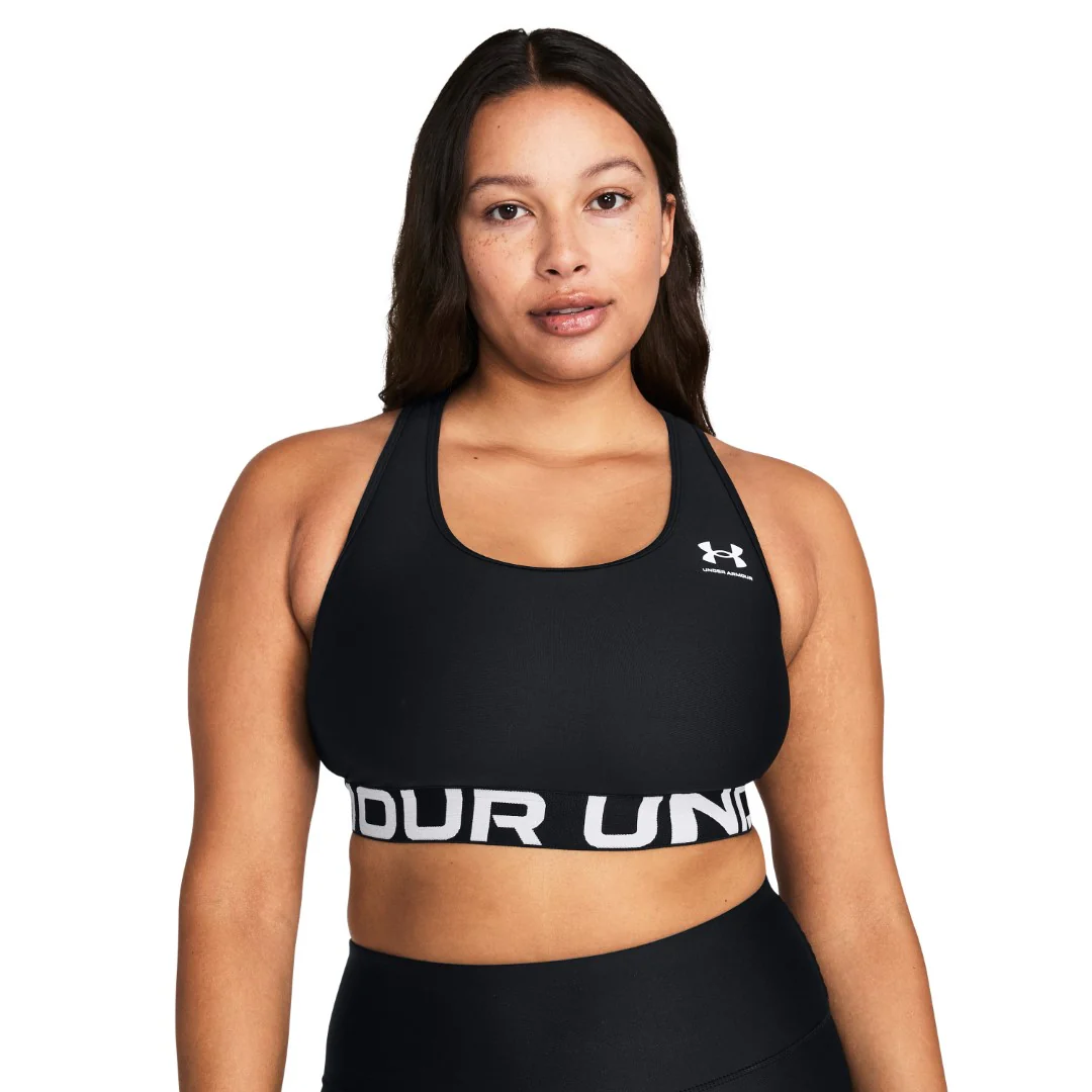 HeatGear® Armour Mid Branded Sports Bra - Image 5