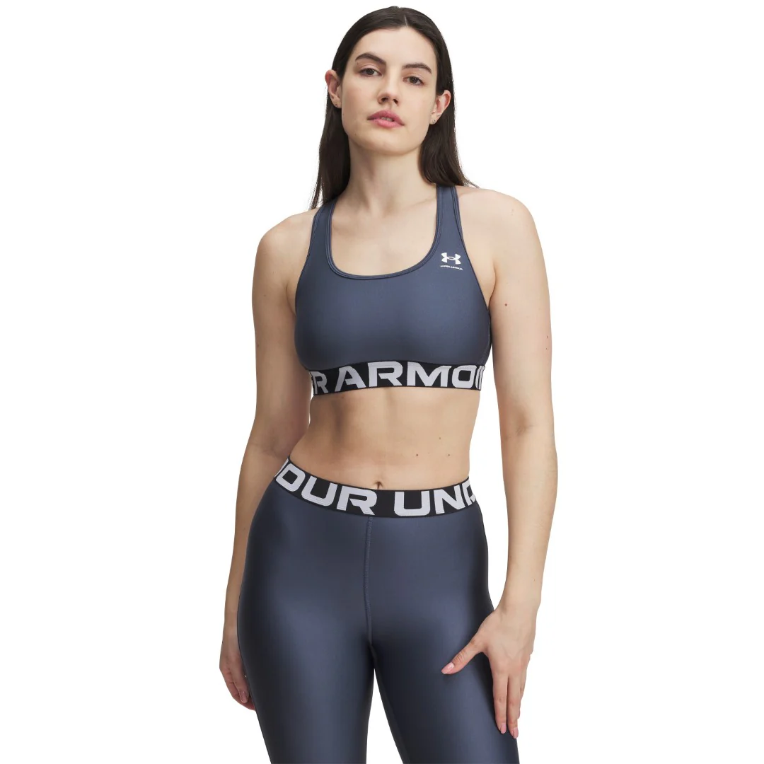 HeatGear® Armour Mid Branded Sports Bra - Image 3
