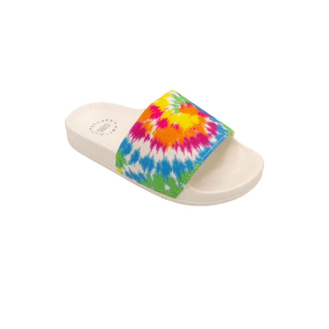 Tie Dye Bright White Slides - Image 3