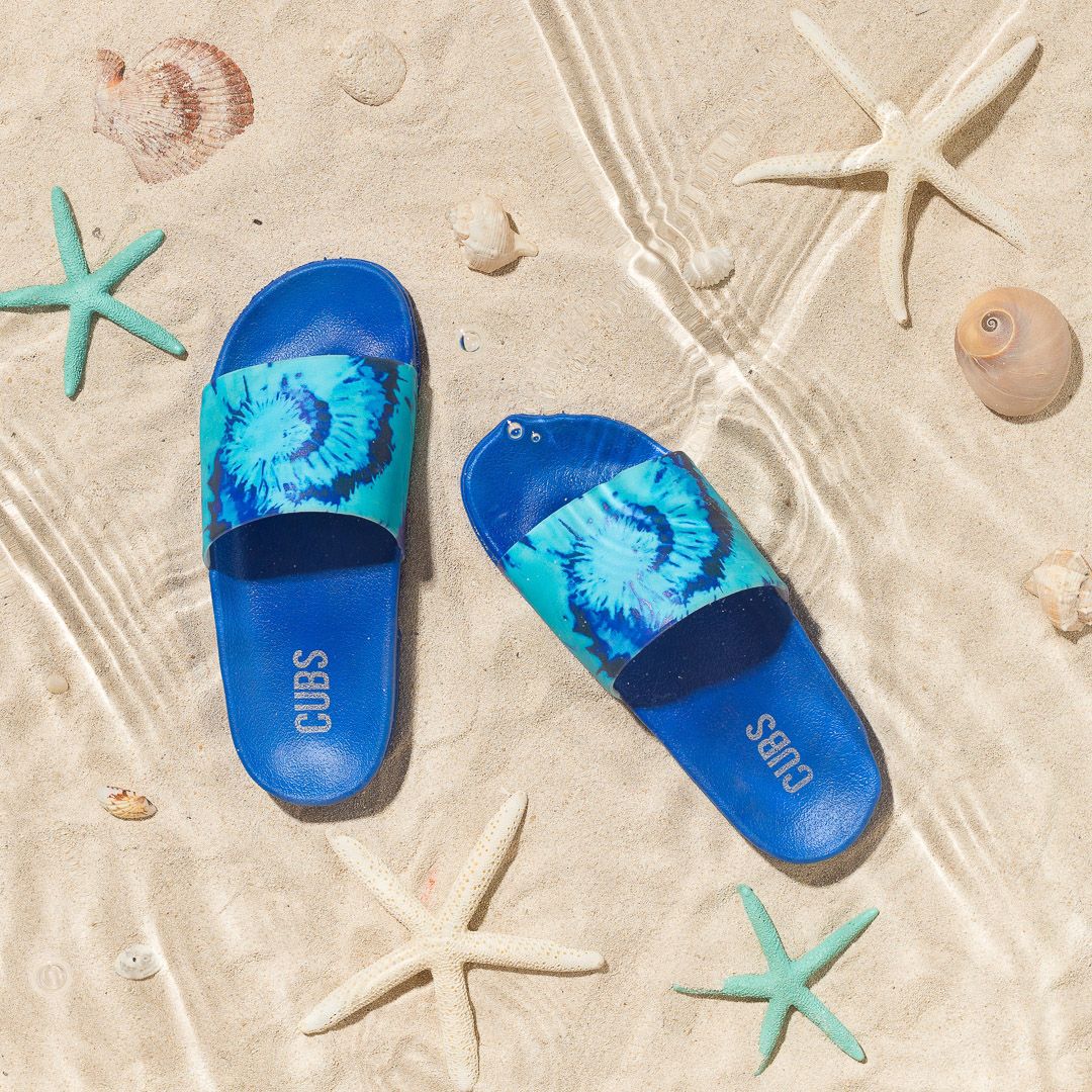 Azure Blue Tie Dye Slides - Image 2