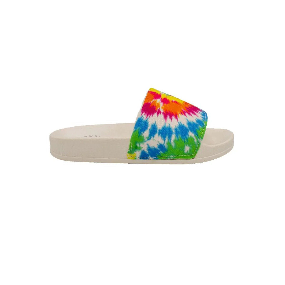Tie Dye Bright White Slides - Image 3