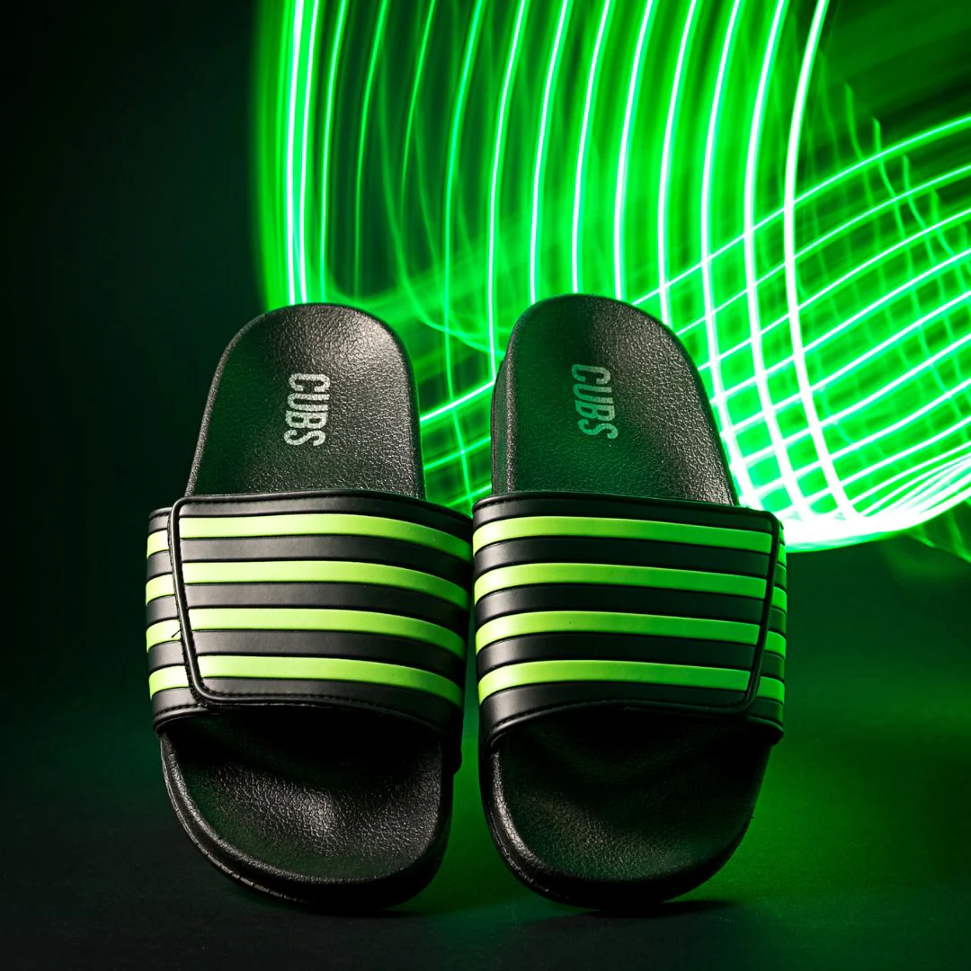 Birght Green/Black Stripes Slide - Image 3