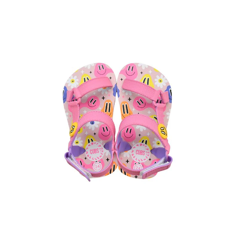 Pink Smiles and flowers Baby Girl Sling Sandals