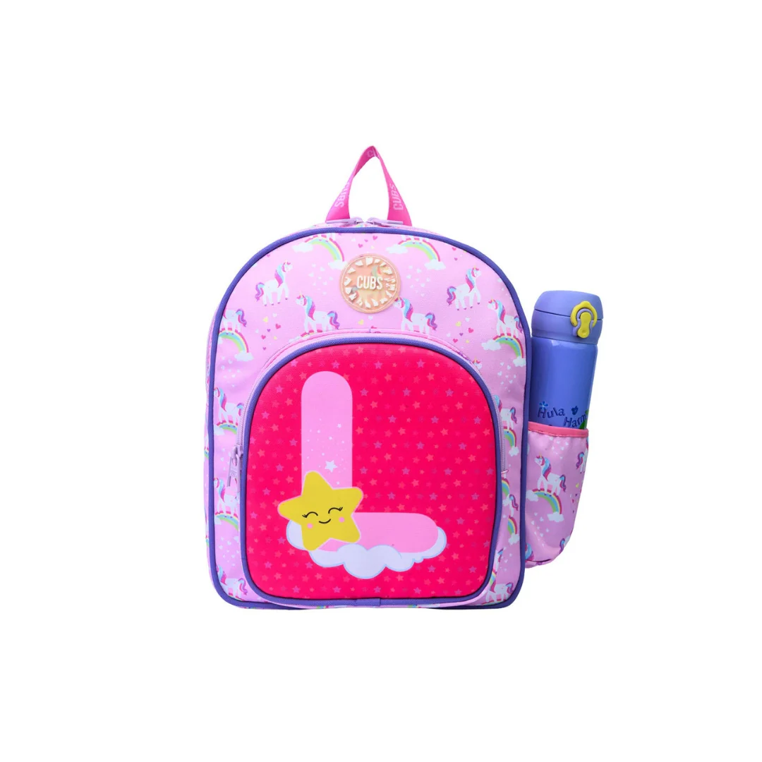 Pink Unicorn Letter L Nursery Backpack