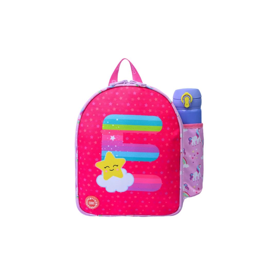 Pink Unicorn Letter E Nursery Lunch Backpack