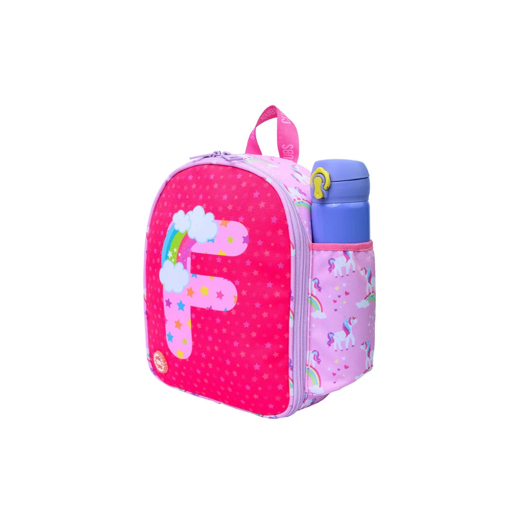 Pink Unicorn Letter F Nursery Lunch Backpack - Image 2