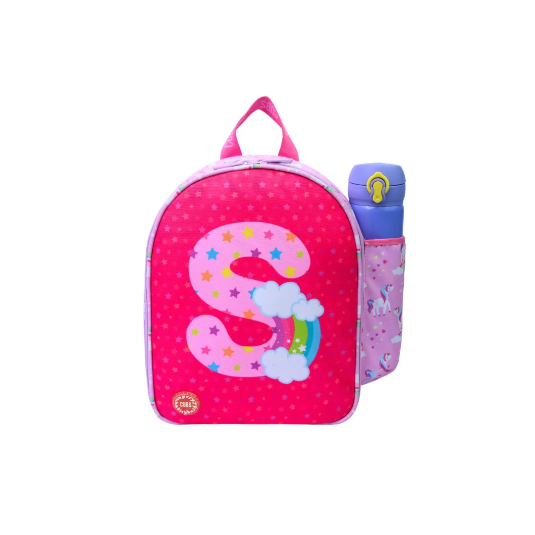 Pink Unicorn Letter S Nursery Lunch Backpack