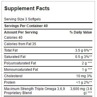 Triple Omega 3.6.9 40Serv/120Soft Gels - Image 2