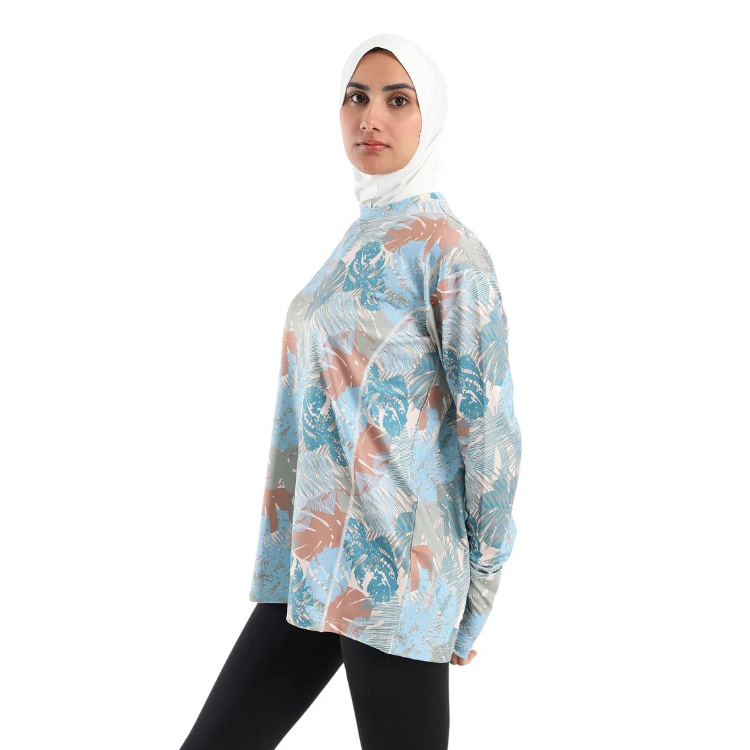 Colorful palm seamed printed top - Image 3