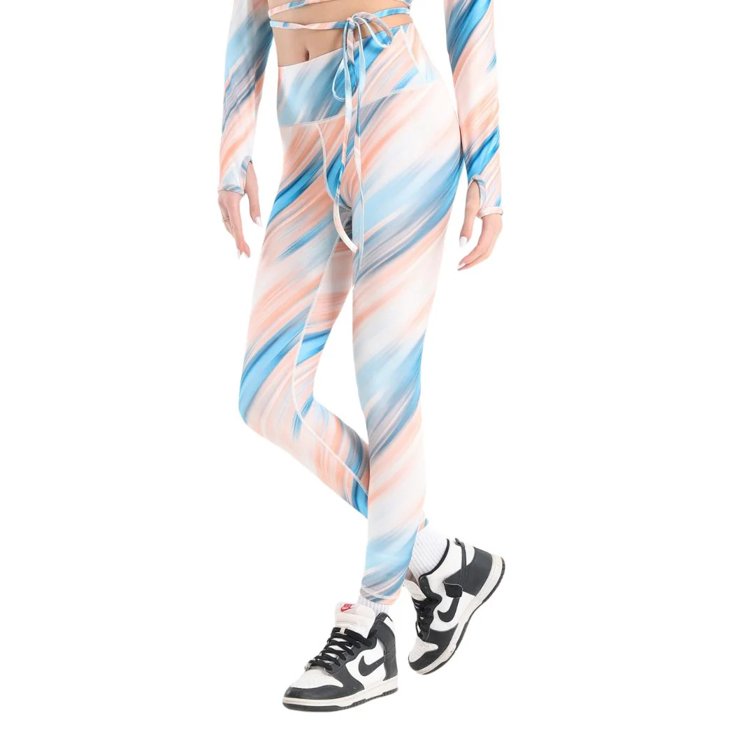 Ombre stripes high waisted printed leggings