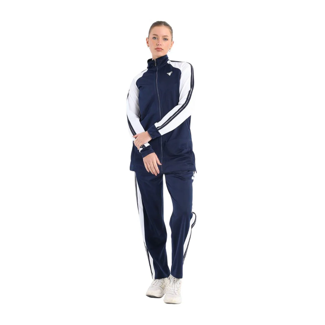 Classic stand up collar tracksuit in dark blue