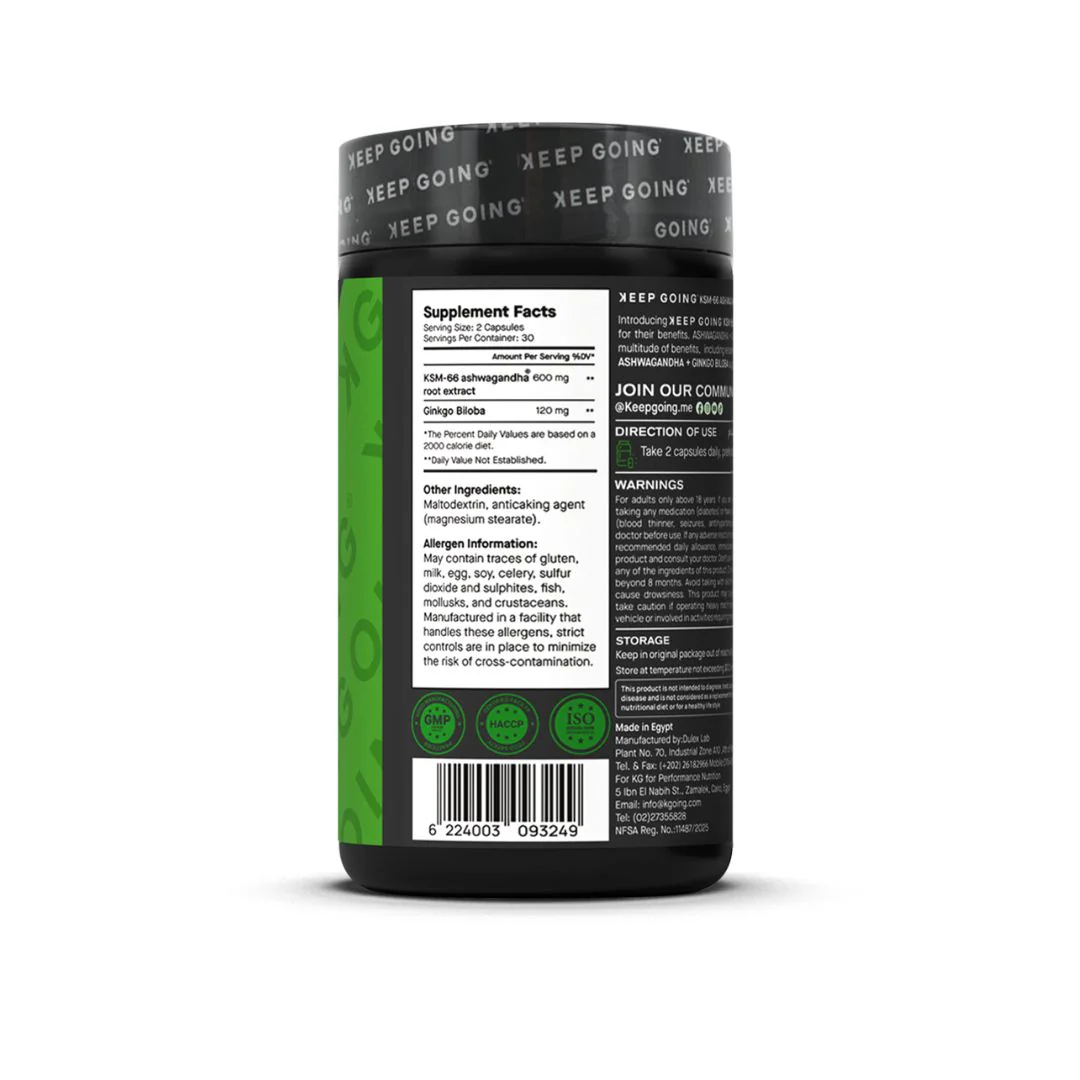 Ashwagandha +Ginkgo biloba 60 Capsules - 30 Servings - Image 2