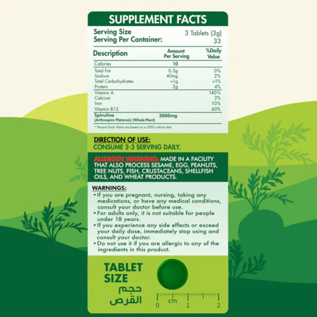 Spirulina - 33 Serv. - 100 Tablets - Image 3