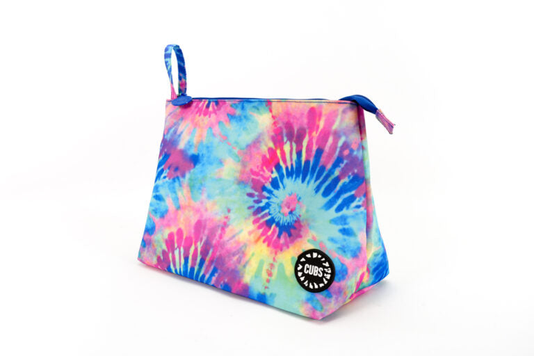 Colorful Tie Dye Pink & Turquoise Large Pouch - Image 2
