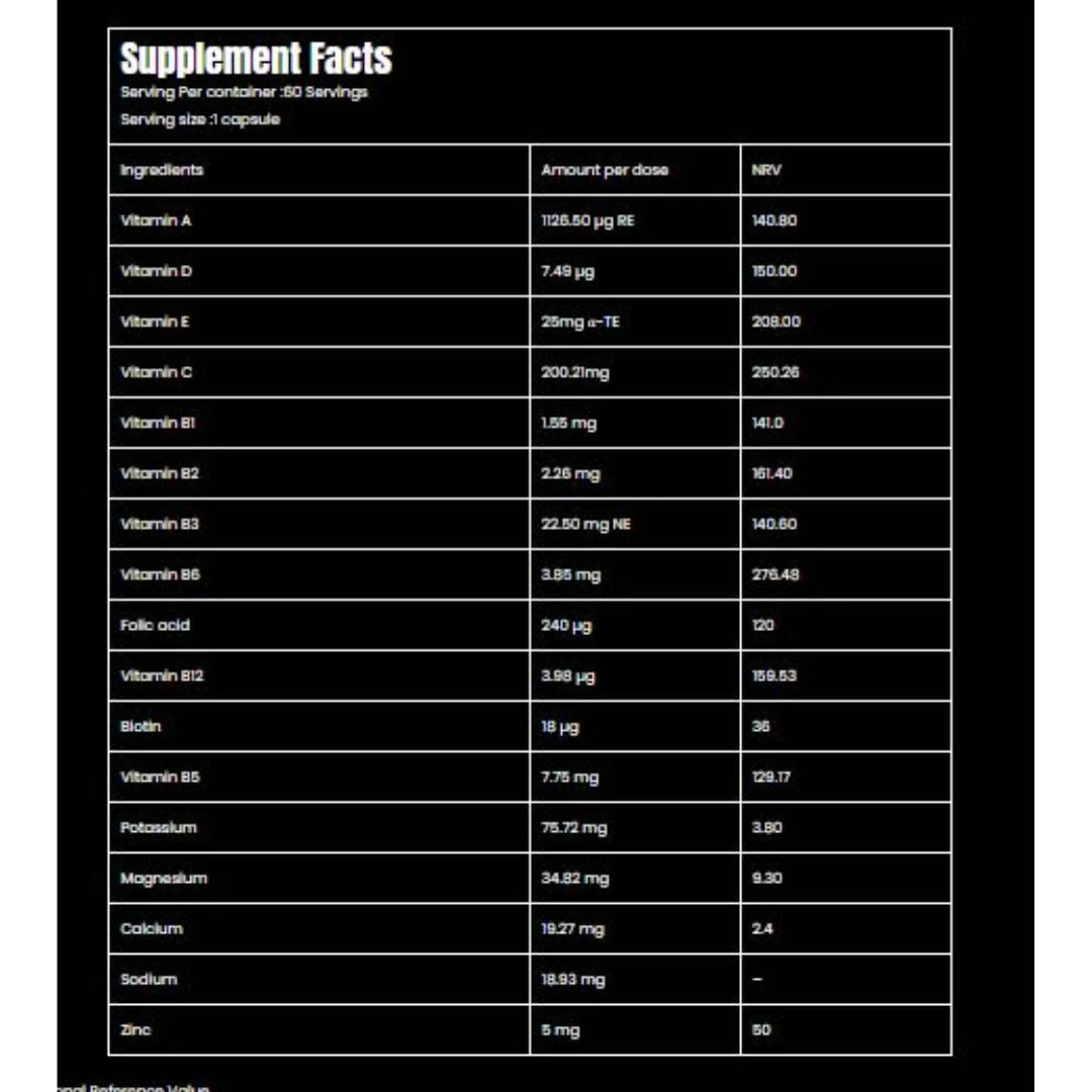 Vitamin Loaded Ingredients 60Serv 60Capsules - Image 2