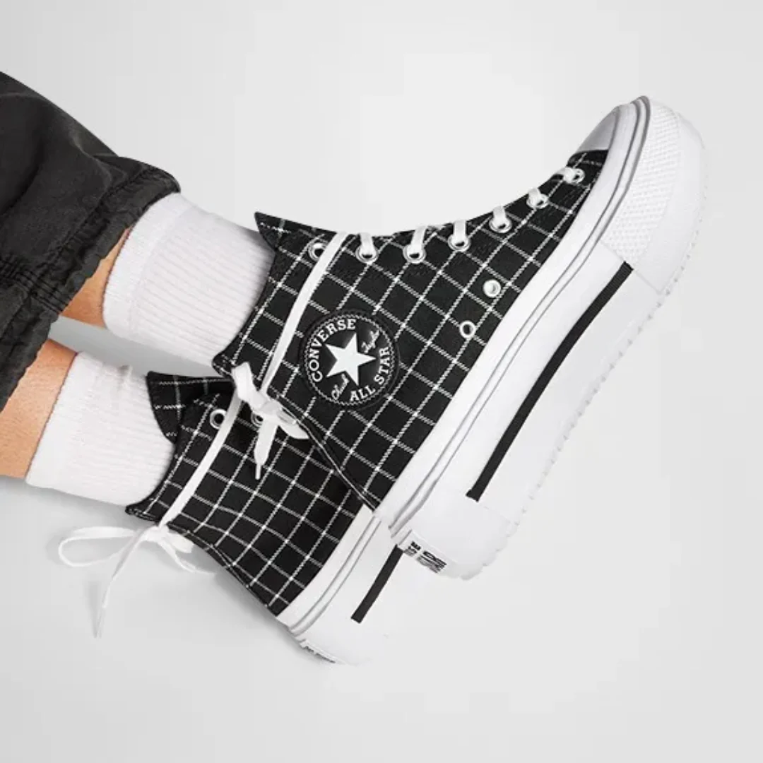 Chuck Taylor All Star Lift Double Stack Platform Plaid Shoes - Image 9