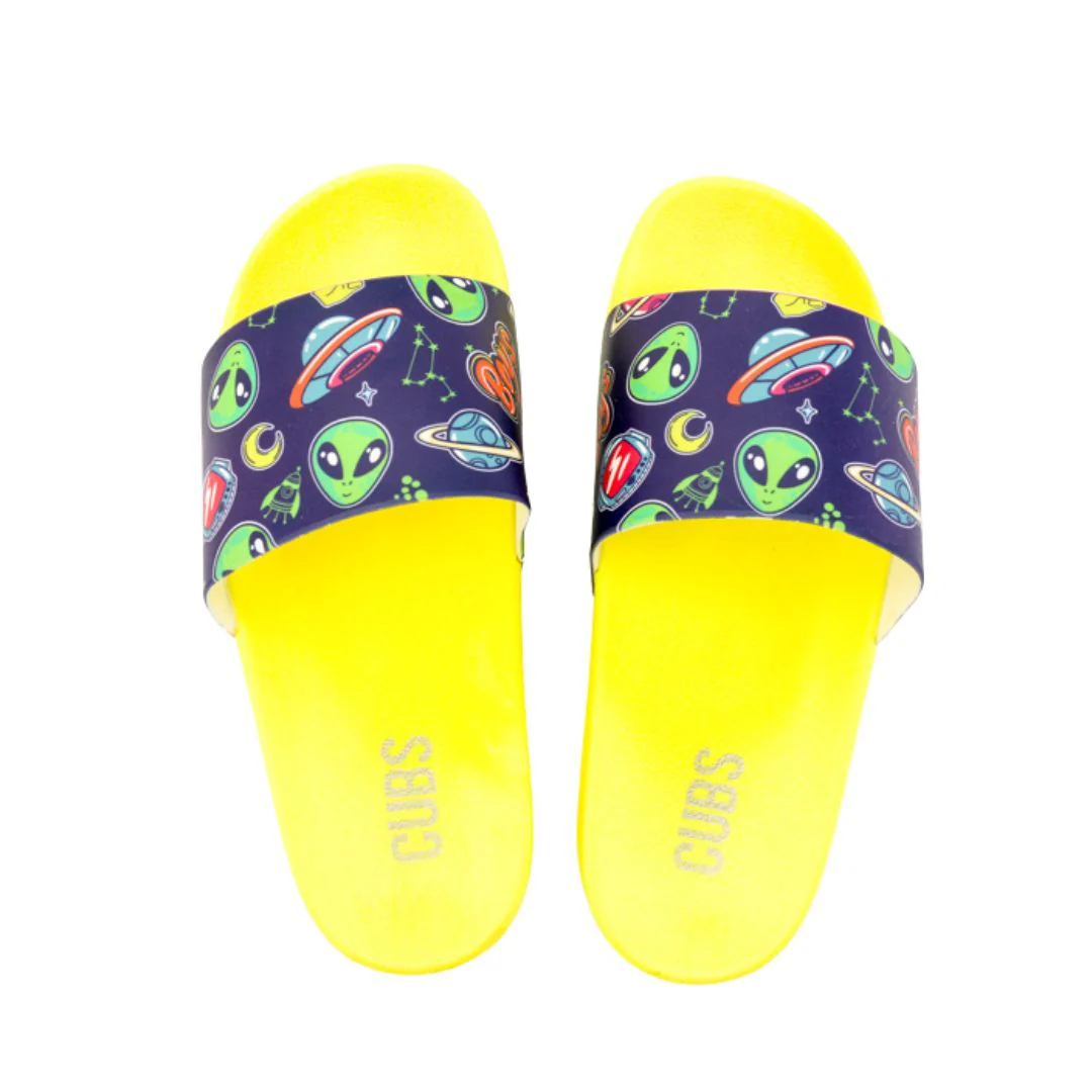 Neon Yellow Space Aliens Slides