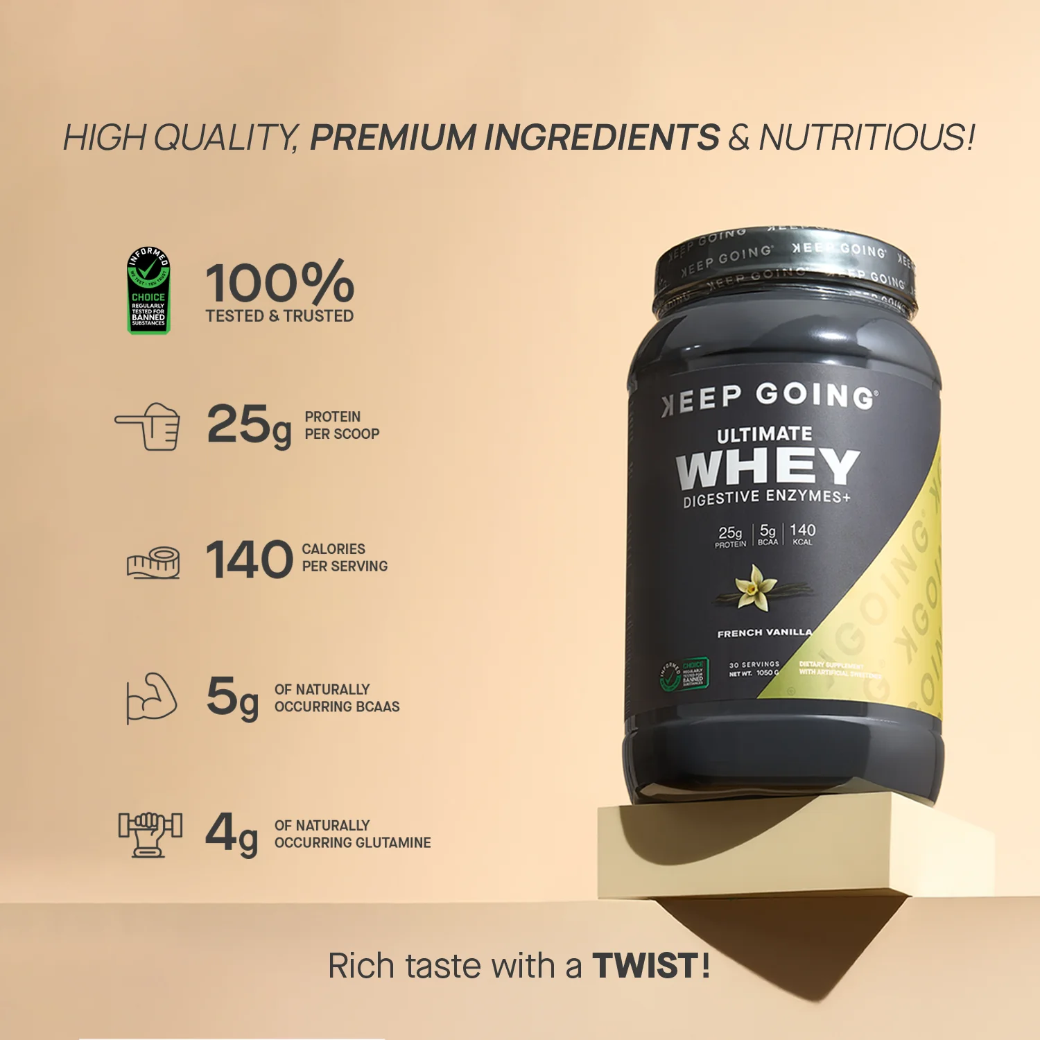 Ultimate Whey Concentrate with Digestive Enzymes French Vanilla Flavor Whey Protein - Image 4