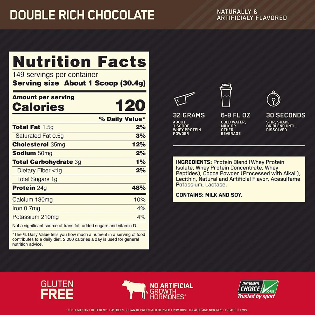 Whey Gold Standard 149 Servings 4.54 KG Double Rich Chocolate - Image 2
