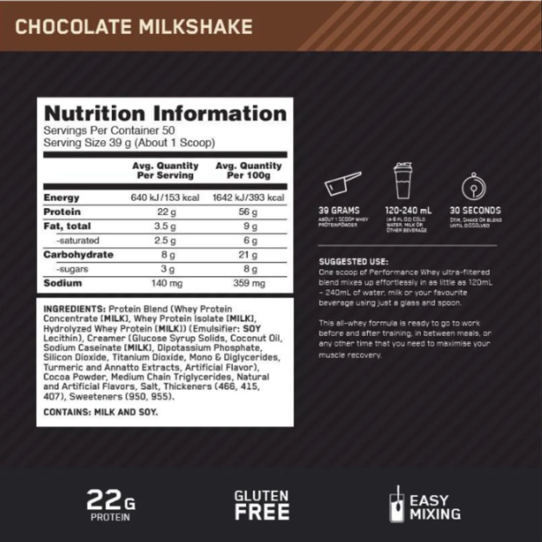 Performance Chocolate Milkshake 1.95Kg Whey Protein - Image 2