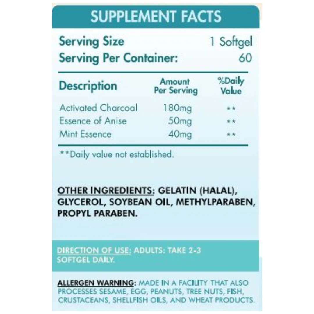 Organic Nation Activated Charcoal 60Serv. 60 Capsules - Image 2