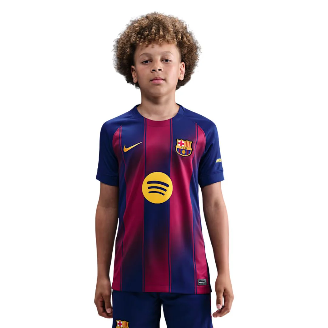FC Barcelona 2025/26 Stadium Home Big Kids' Nike Dri-FIT Soccer Replica Jersey