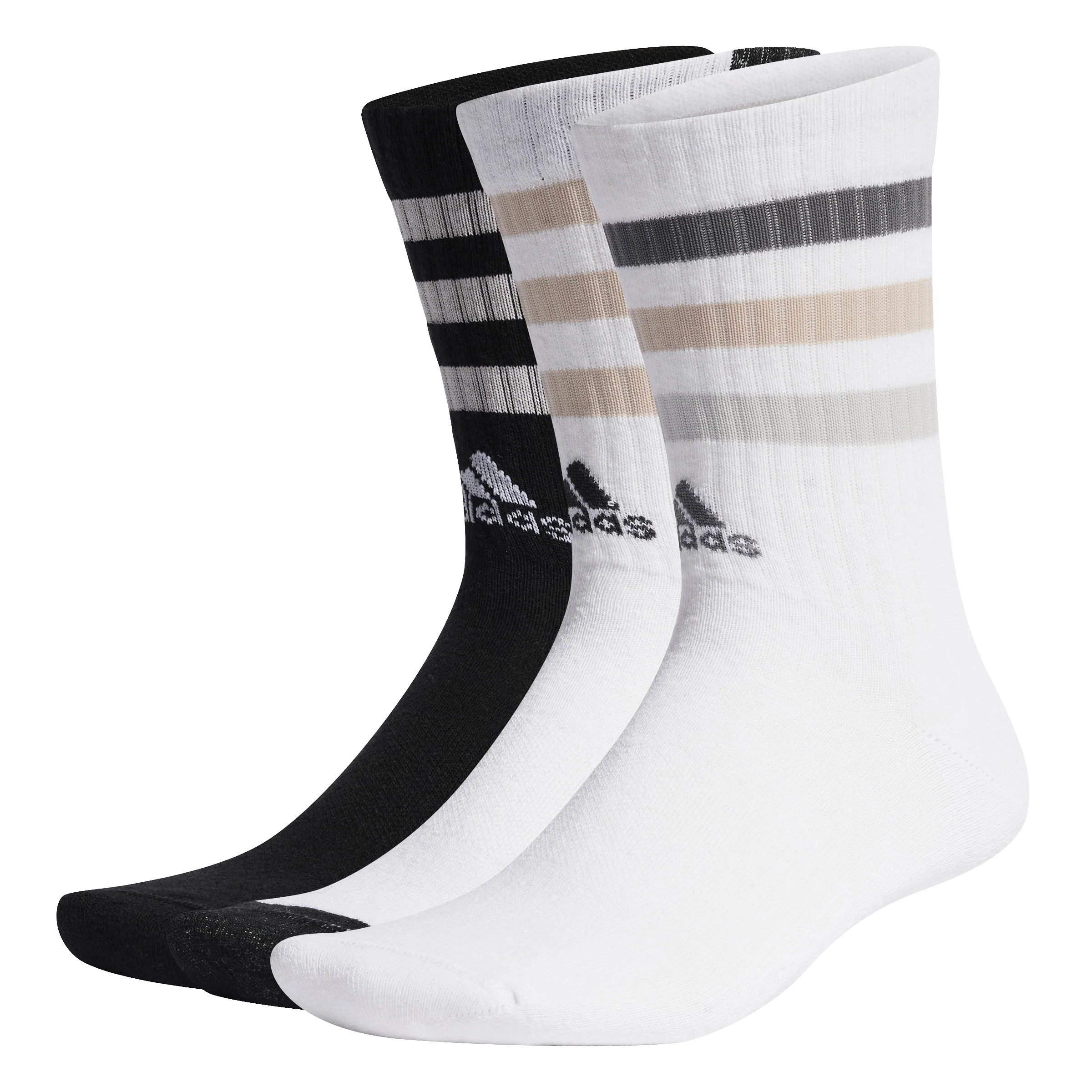 Bold 3-Stripes Cushioned Crew Socks 3 Pairs