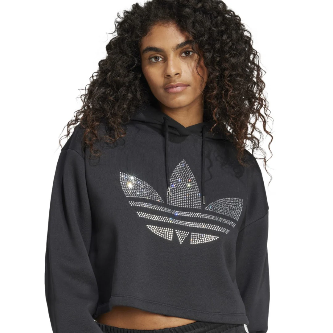 Rhinestone Trefoil Loose Crop Sweatshirt - Image 2