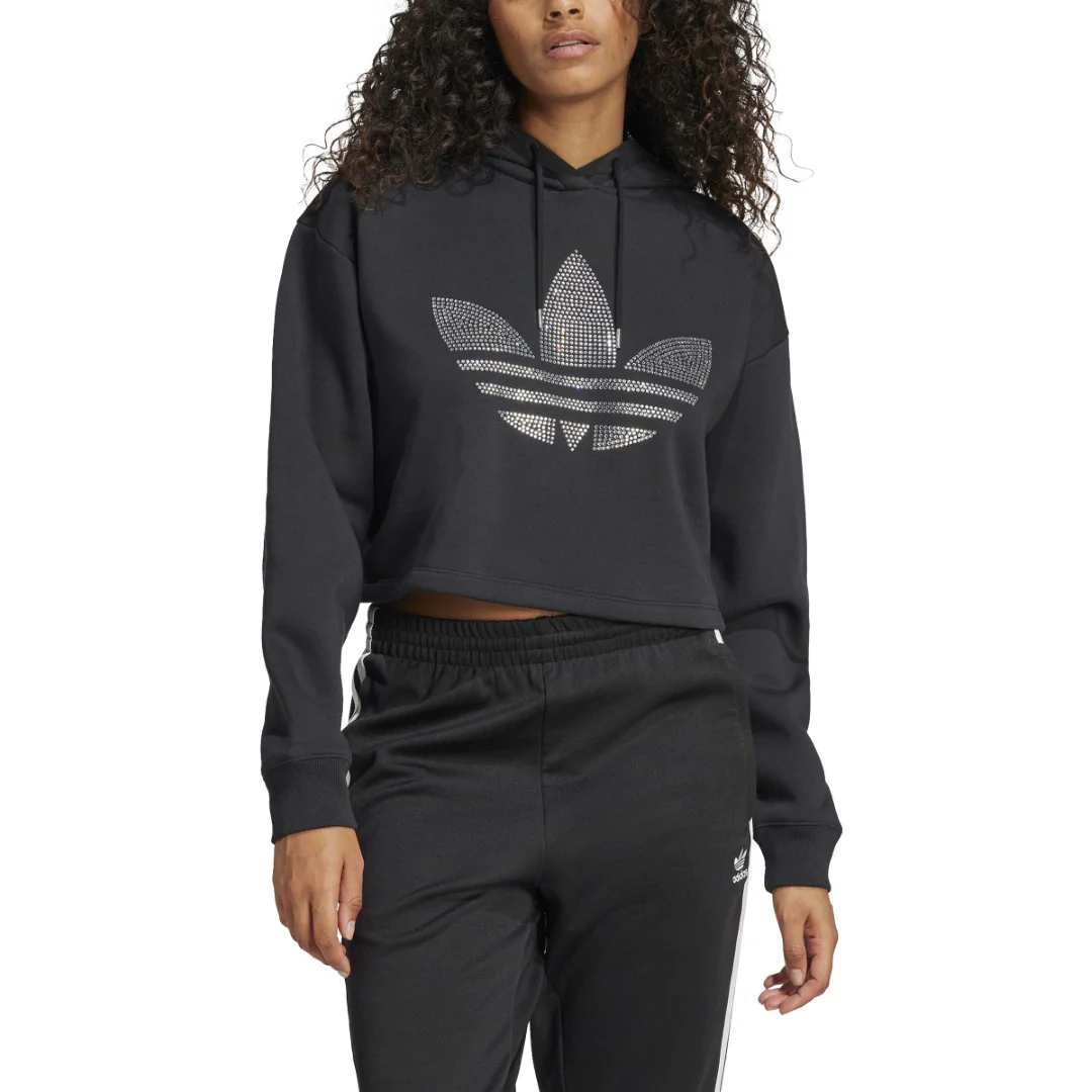 Rhinestone Trefoil Loose Crop Sweatshirt - Image 6