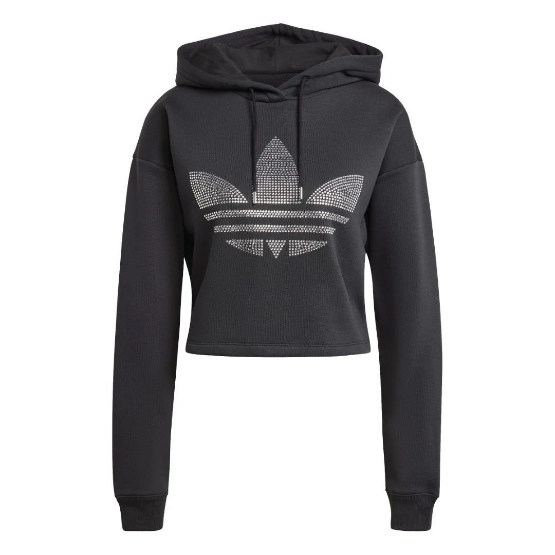Rhinestone Trefoil Loose Crop Sweatshirt - Image 7