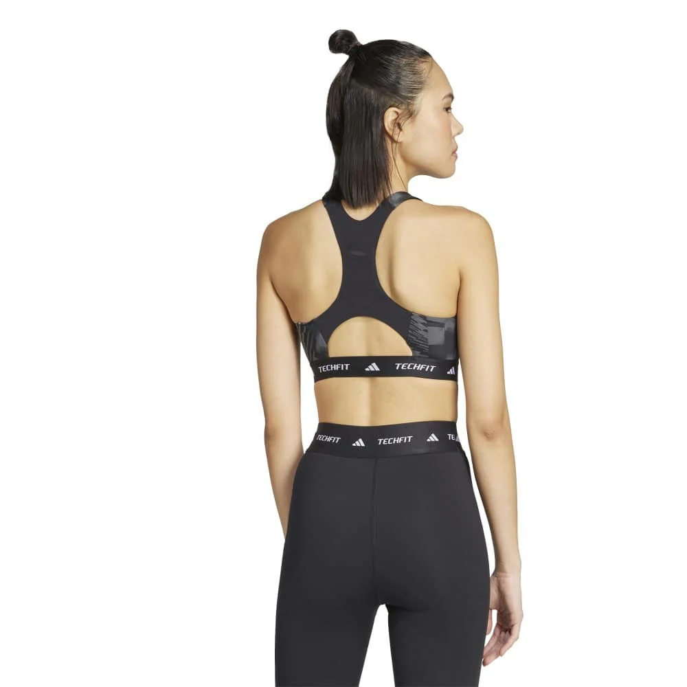 adidas Techfit Medium Support High Neck Print Bra - Image 4