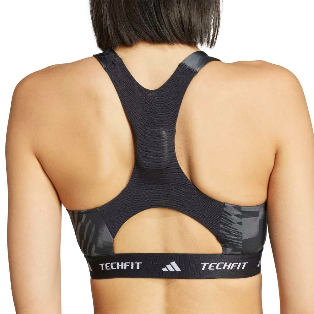 adidas Techfit Medium Support High Neck Print Bra - Image 7
