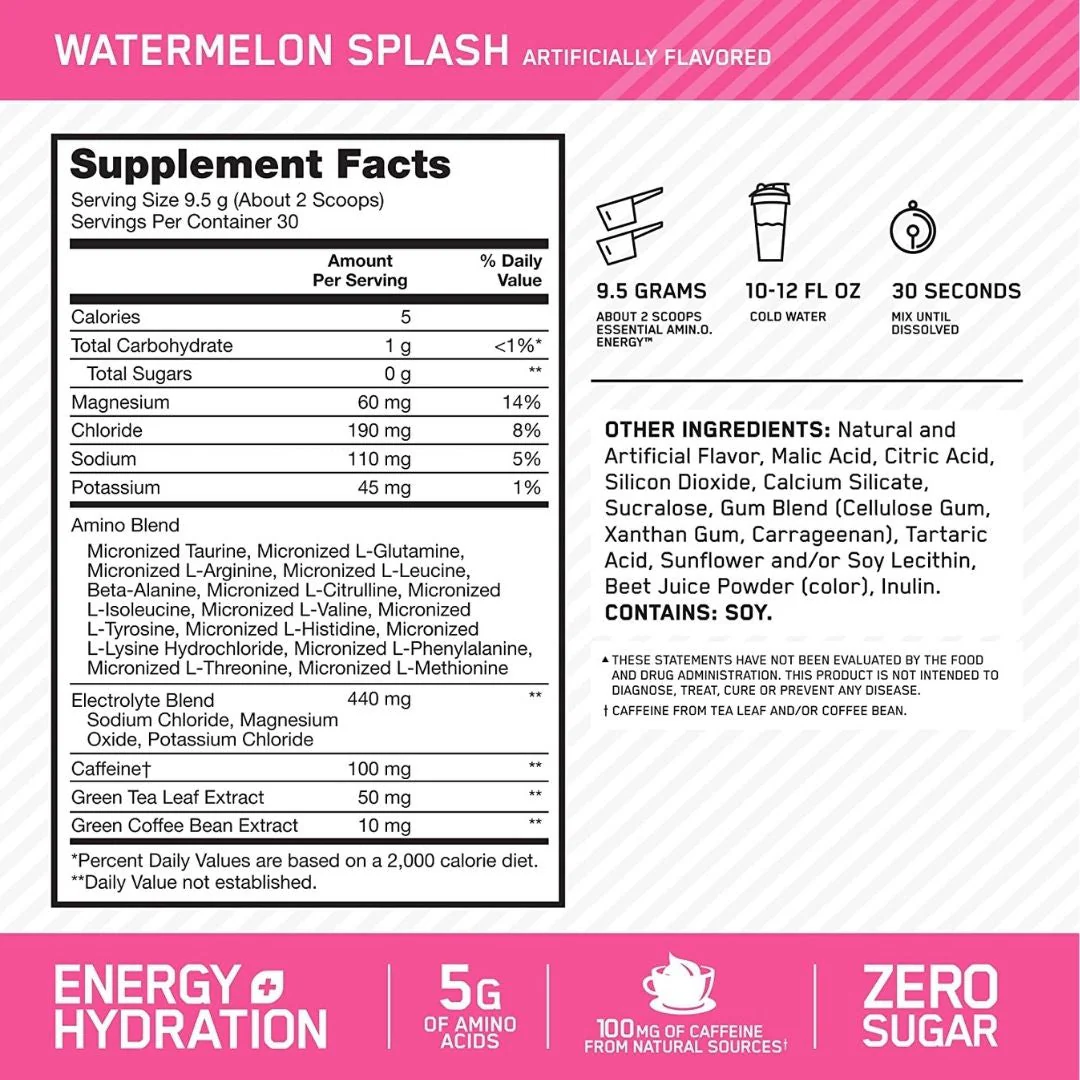Amino Energy Powder (285 GM) -Watermelon - Image 2