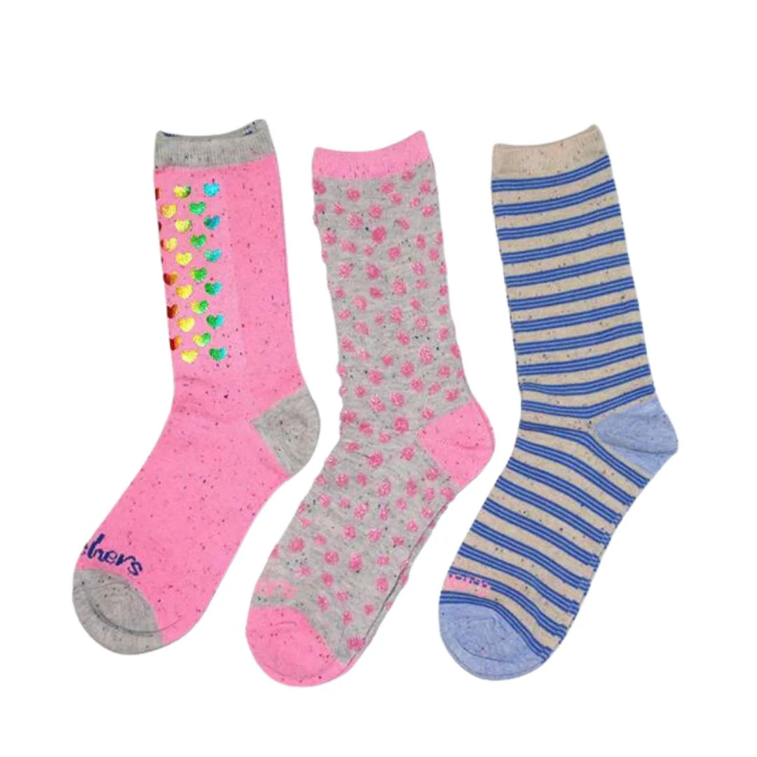Socks 3Pk Girls Non Terry Crew