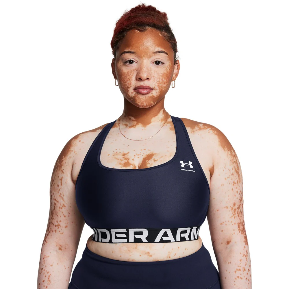 HeatGear® Armour Mid Branded Sports Bra - Image 4